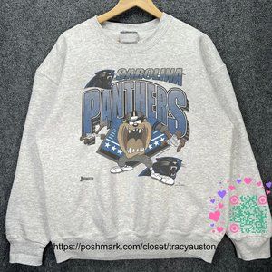 Vintage Carolina Panthers Taz Looney Toons Football Sweatshirt NFL shirt tee